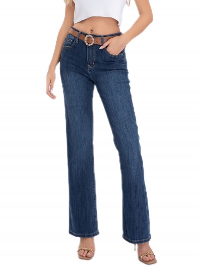 Jeans flare cinturón azul (38-48)