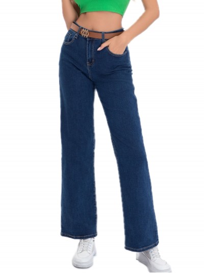 Belted straight jeans azul (38-50)