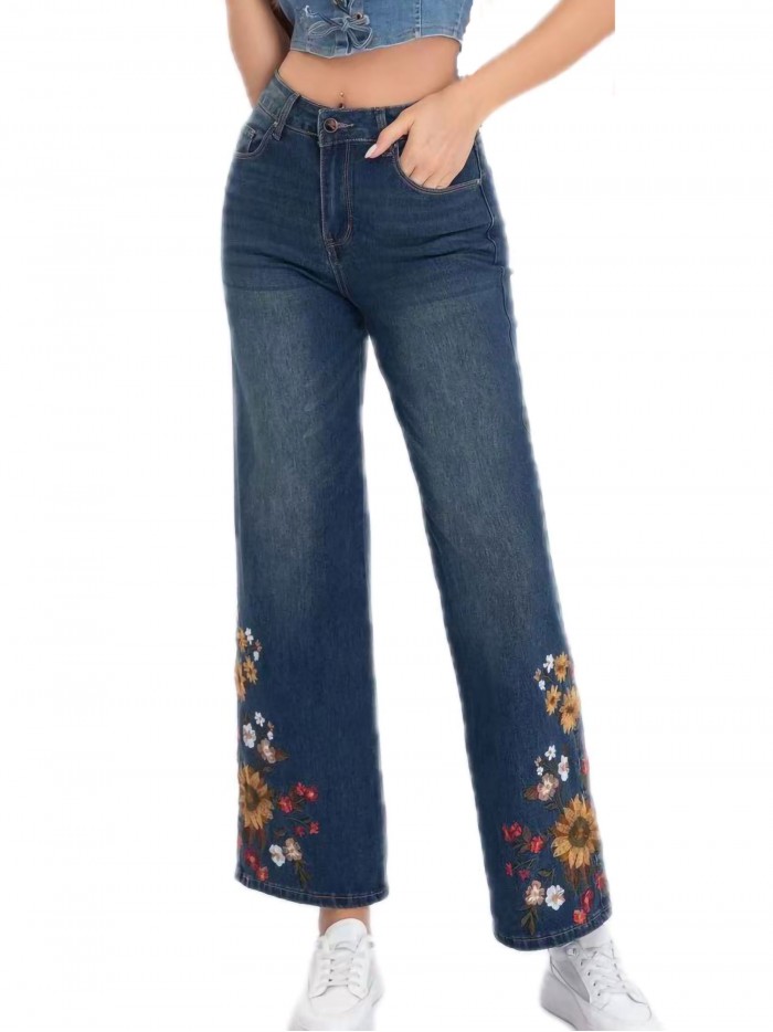 Embroidered straight jeans azul (S-XXL)