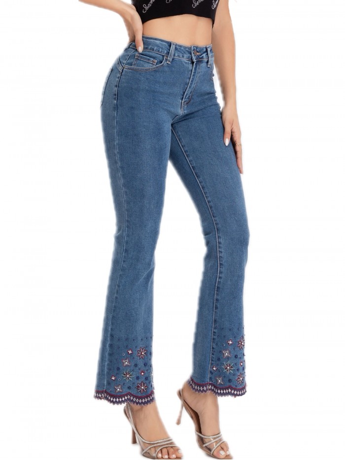 Embroidered flare jeans azul (S-XXL)