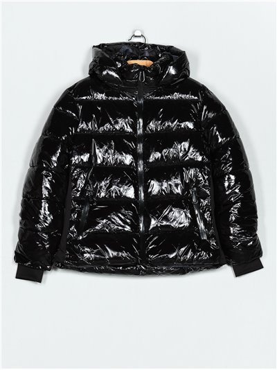 Patent finish down puffer jacket black (M-L-XL-XXL)