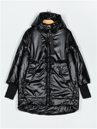 Anorak amplio metalizado water repellent black (S-M-L-XL)