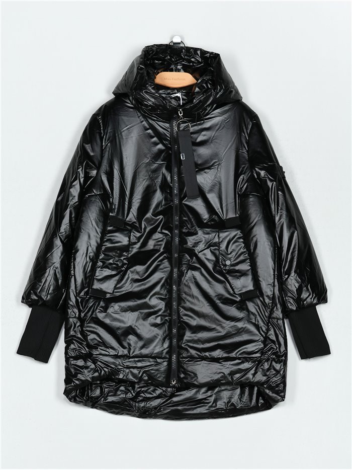 Anorak amplio metalizado water repellent black (S-M-L-XL)