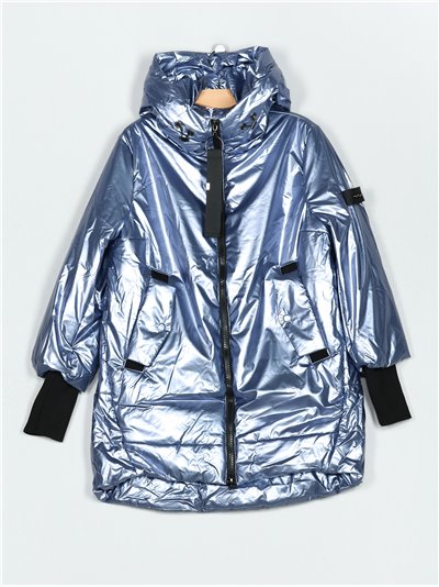 Metallic thread oversized anorak gray-blue (S-M-L-XL)