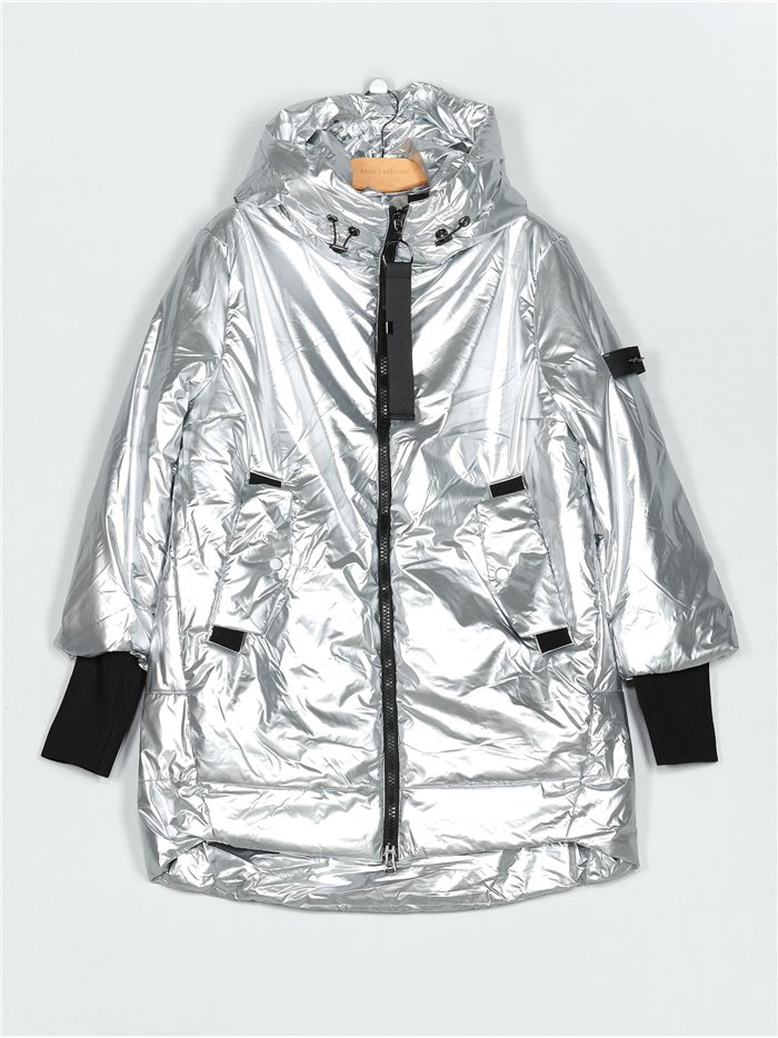 Metallic thread oversized anorak silver (S-M-L-XL)