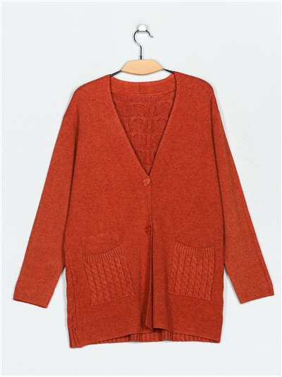 Textured cable-knit cardigan (M/L-L/XL)