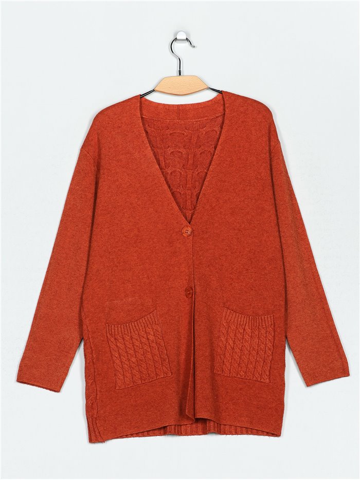 Textured cable-knit cardigan (M/L-L/XL)