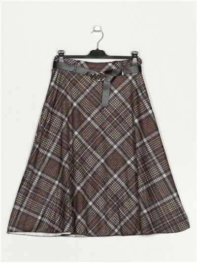 Printed skirt with belt negro-marron