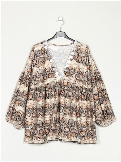 Blusa animal print volantes serpiente