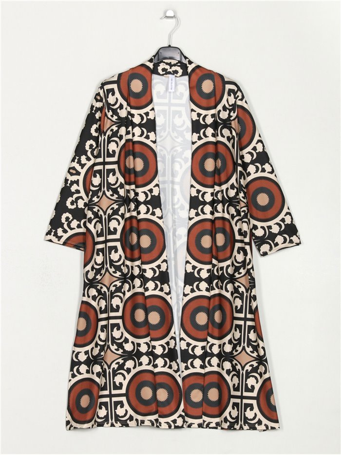 Printed flowing blazer negro