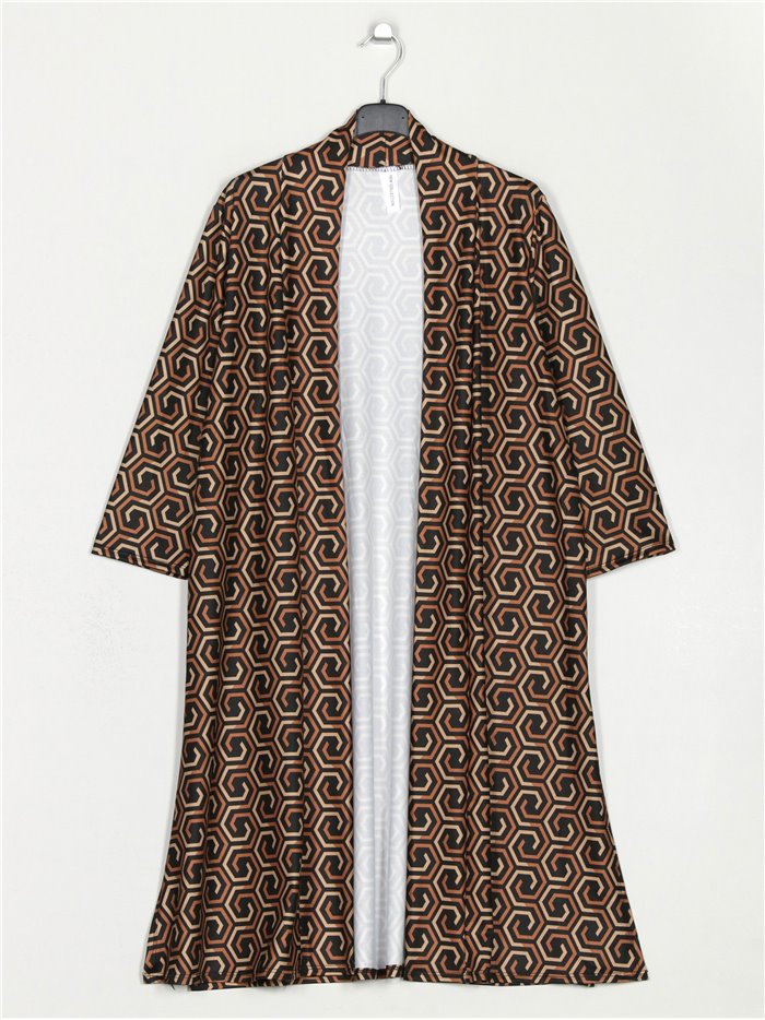 Printed flowing blazer camel