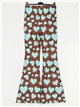 Printed flowing flare trousers corazones-marrones