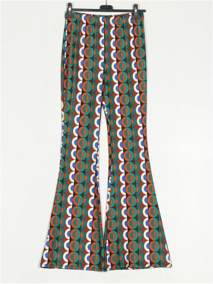 Printed flowing flare trousers multi-verde