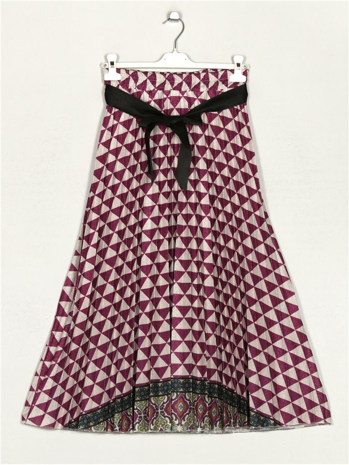 Pleated printed skirt buganvilla