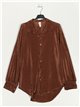 Metallic thread pleated shirt marron