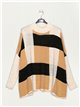 Checked knit sweater beis