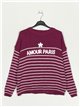 Striped slogan sweater buganvilla