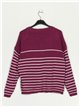 Striped slogan sweater buganvilla