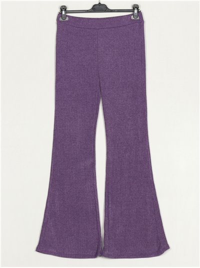 Pantalón flare canalé tiro alto morado