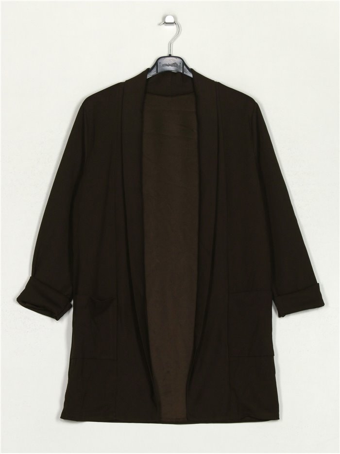 Long blazer marron