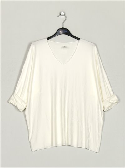 Camiseta fluida talla grande blanco