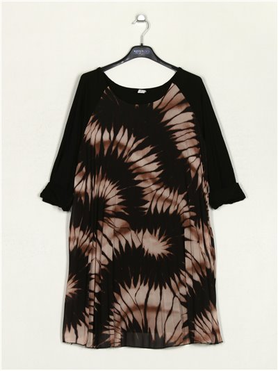 Pleated printed dress negro