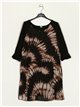 Pleated printed dress negro