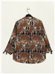 Printed blouse with bows camel