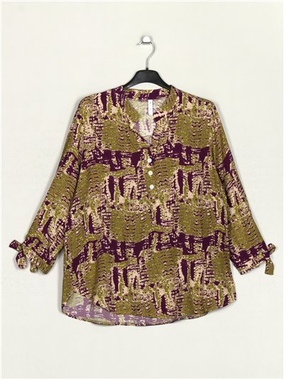 Printed blouse with bows púrpura