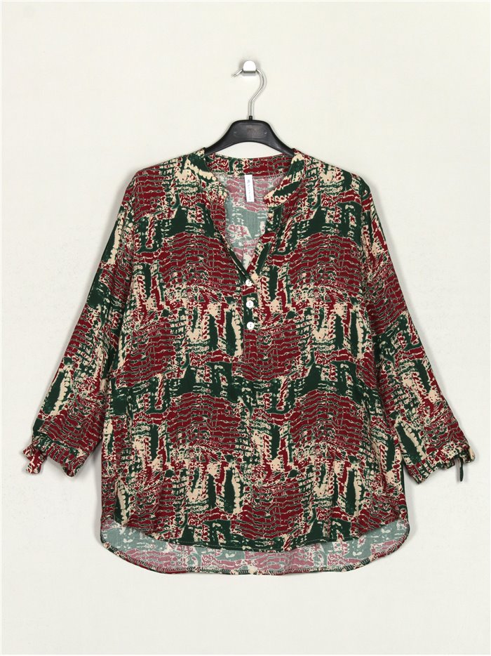 Printed blouse with bows verde-botella