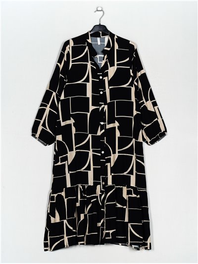 Printed shirt dress negro