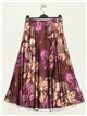 Satin floral skirt malva