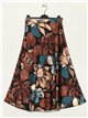 Satin floral skirt negro