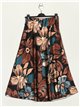 Satin floral skirt negro