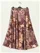 Satin floral skirt taupe