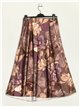 Satin floral skirt taupe