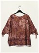 Satin floral blouse malva