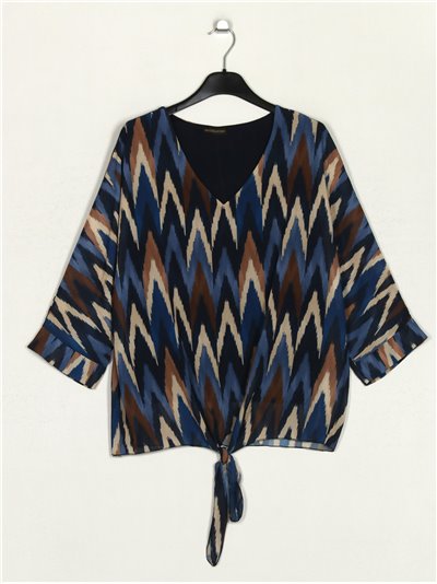 Blusa amplia zig-zag gasa azul