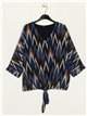 Blusa amplia zig-zag gasa azul