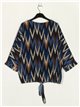 Blusa amplia zig-zag gasa azul