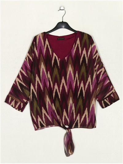 Blusa amplia zig-zag gasa purpura