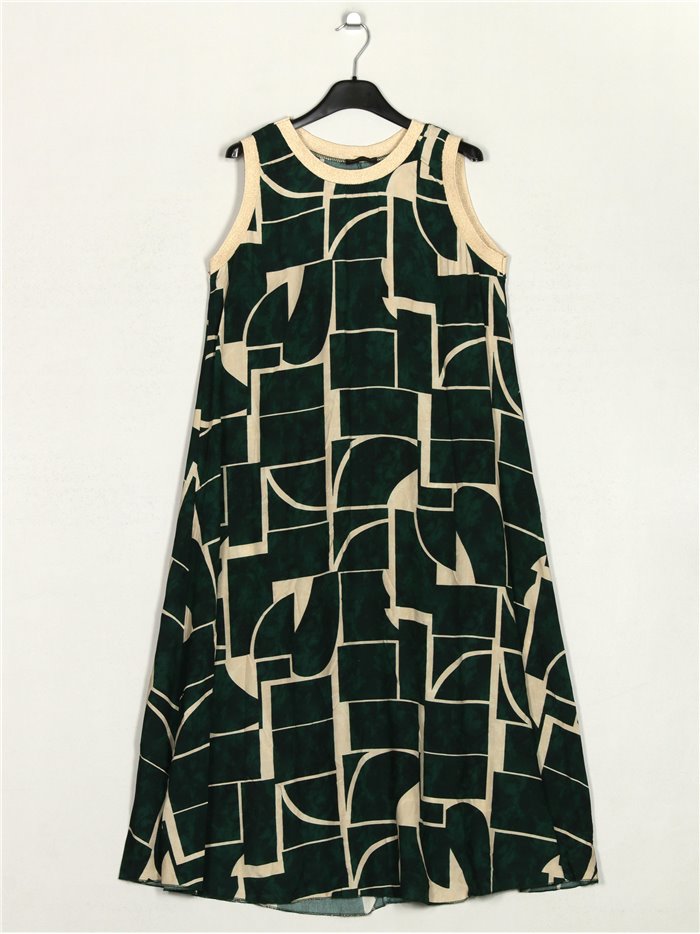 Printed dress verde-botella