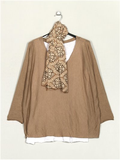 Jersey talla grande pañuelo + top camel