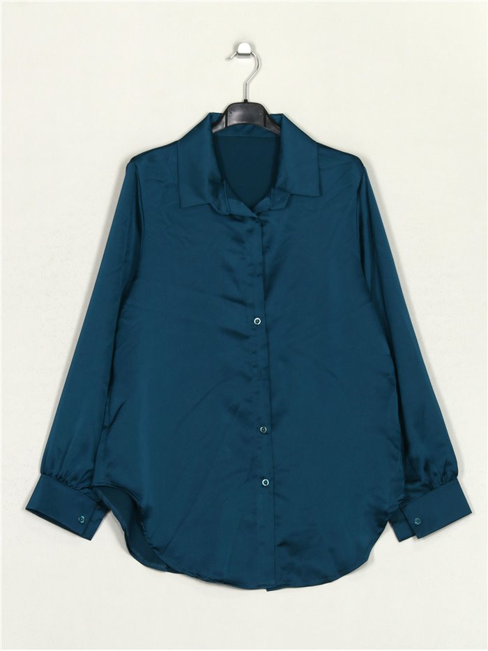 Camisa satinada teal