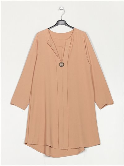 Dress with buttons camel