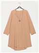 Vestido liso botones camel