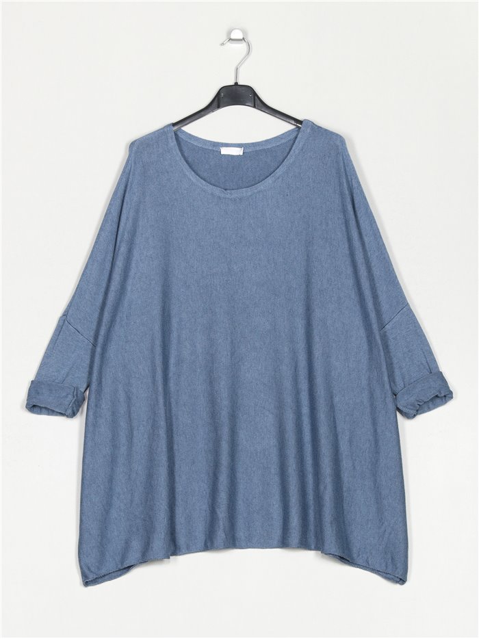 Plus size soft sweater azul-vaquero