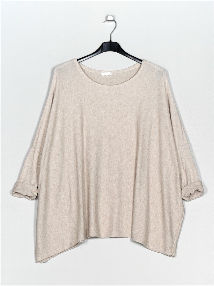 Plus size soft sweater beis