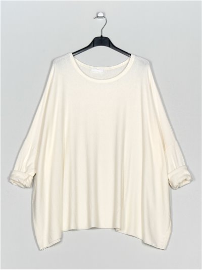 Plus size soft sweater blanco