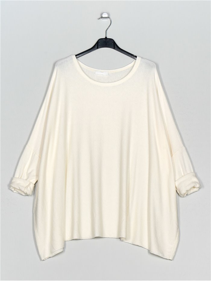 Plus size soft sweater blanco